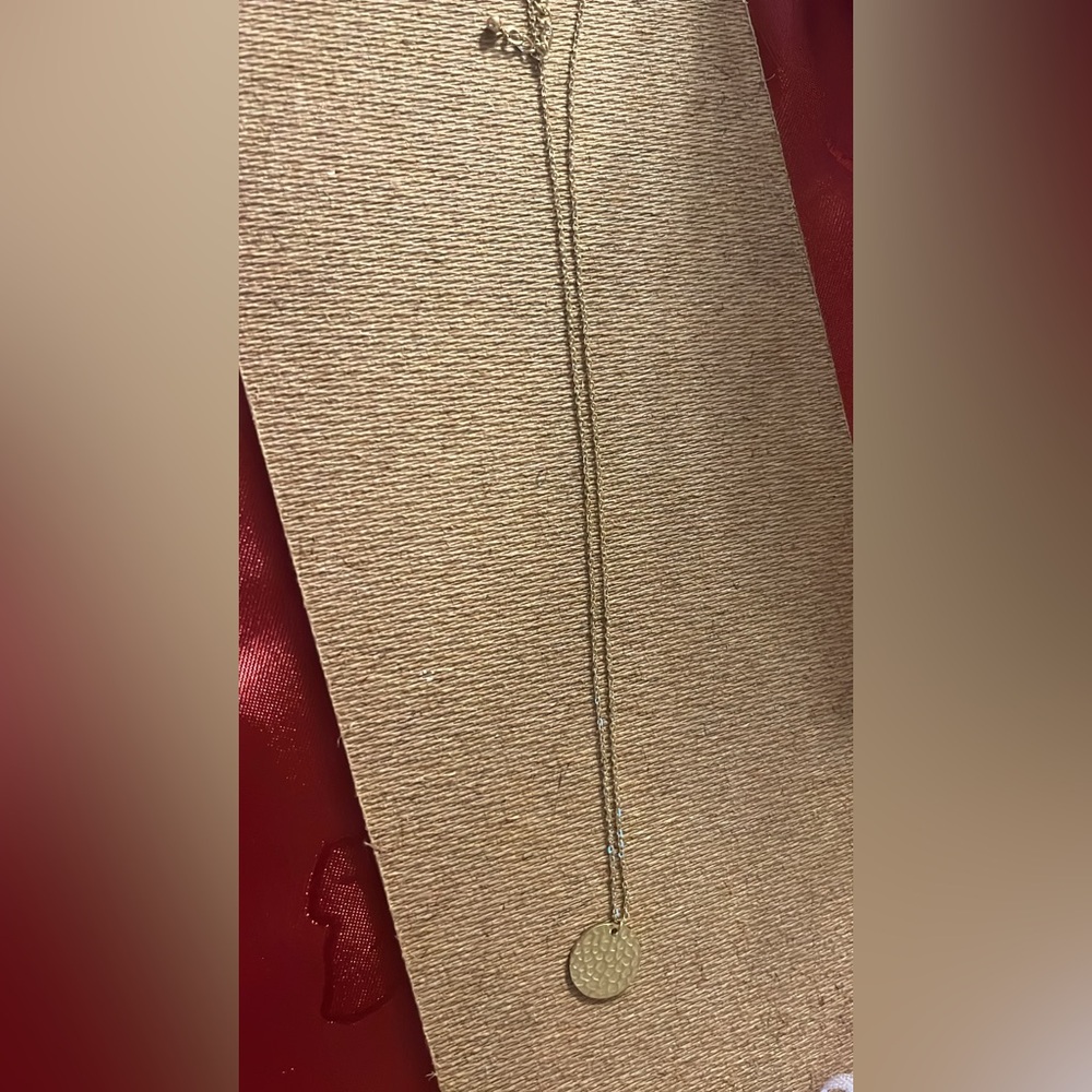Gold stainlesss Necklace 
Hammered charm